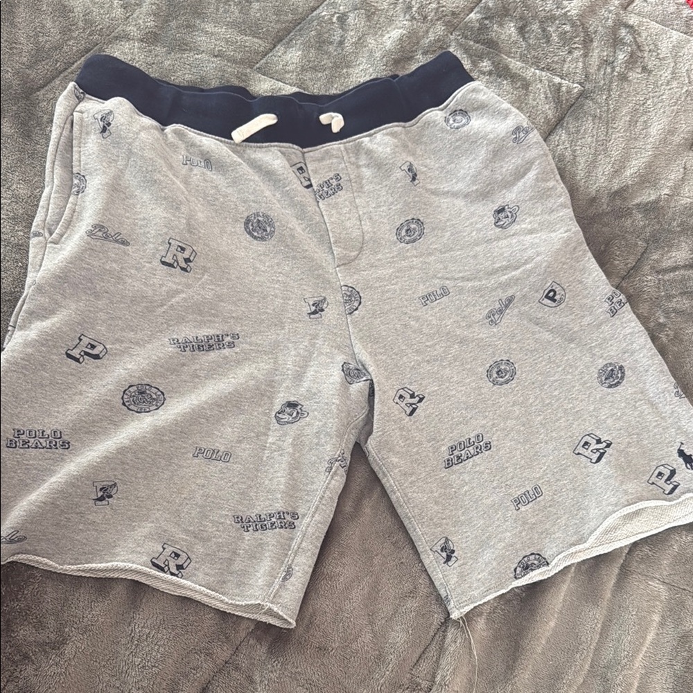 Ralph Lauren Heather Gray Shorts with Navy Print